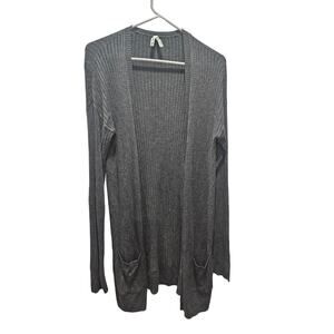 Y2K Inspired Mudd Gray Ribbed Longline Open Front Cardigan Womens Size M Vtg